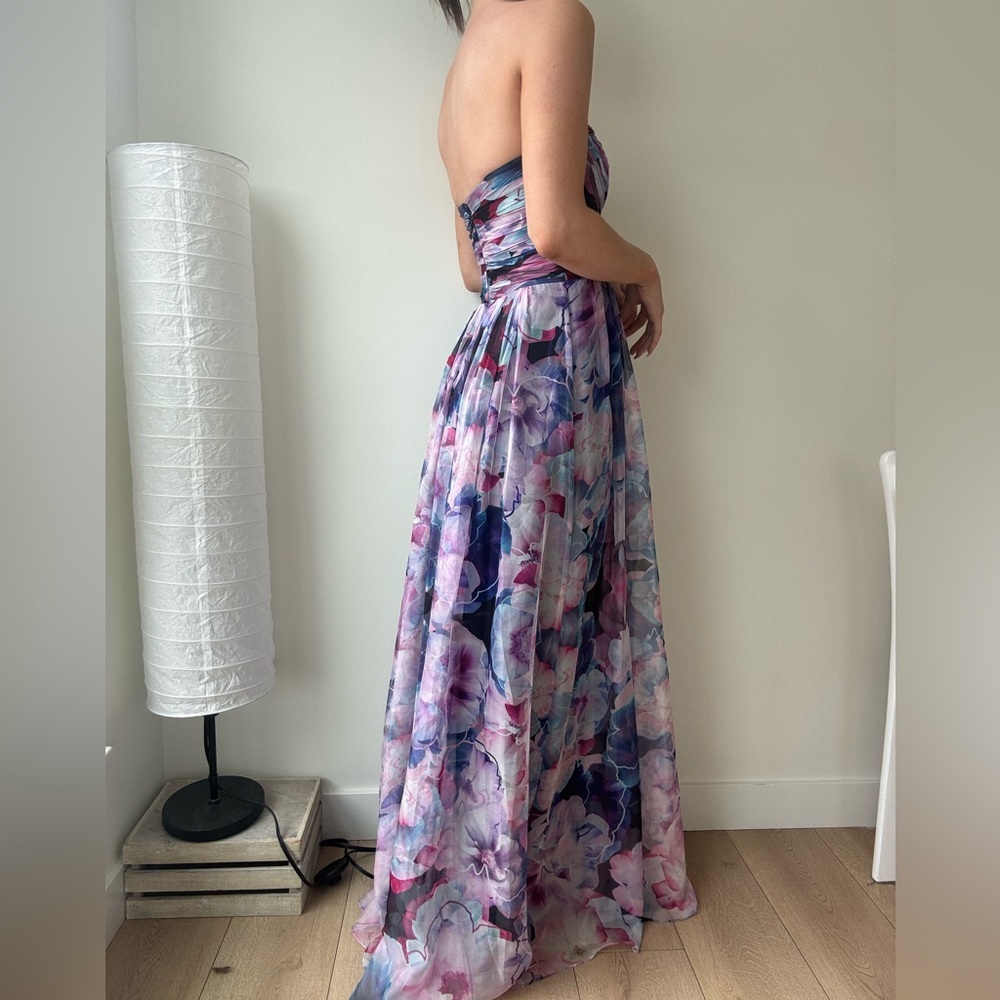 Lulus Bariano Special Effects Purple Floral Print Maxi Dress- XS - Picture 7 of 8